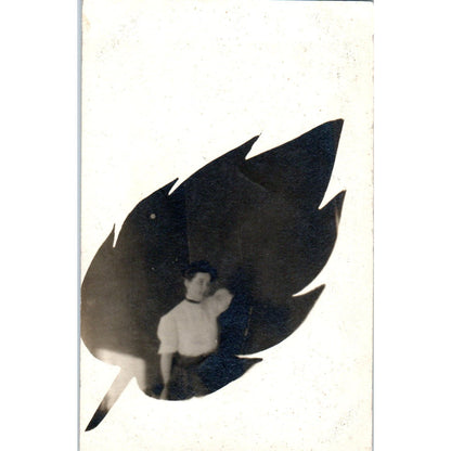 Victorian Woman Portrait in Leaf RPPC Real Photo Postcard PB1