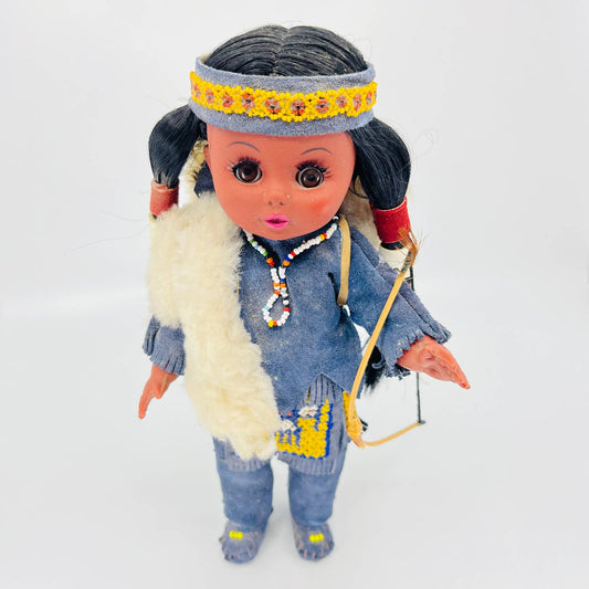 VTG Carlson Doll 1970's Native American Indian Girl Blue Leather and Bead TB5