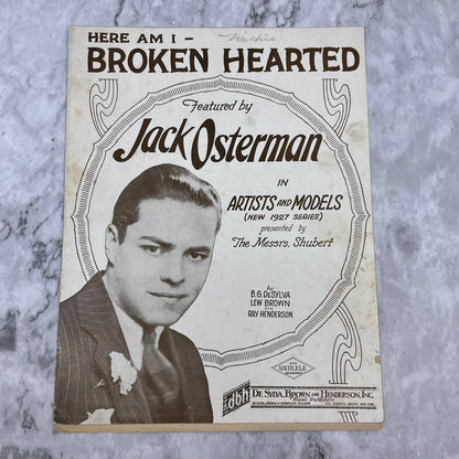 1927 Sheet Music Here I Am Broken Hearted Jack Osterman TH1