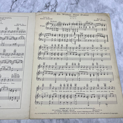 1932 It's Within Your Power Mark Gordon Harry Revel Sheet Music Ruth Etting V41-1