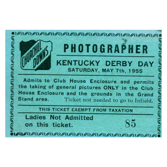 1955 Kentucky Derby Photographer Ticket Churchill Downs SE4