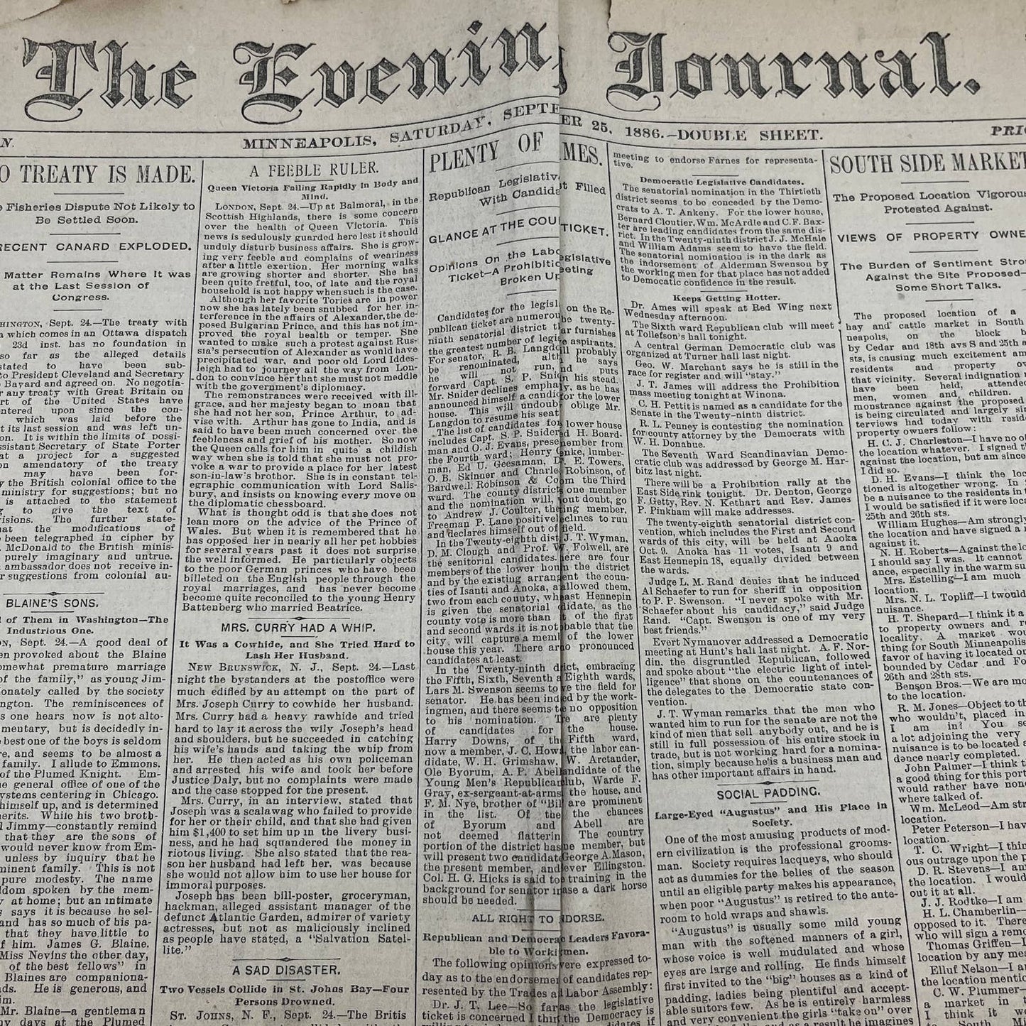 1886 Sep 25 Original Minneapolis Evening Journal Episode at Pillsbury A Mill FL4