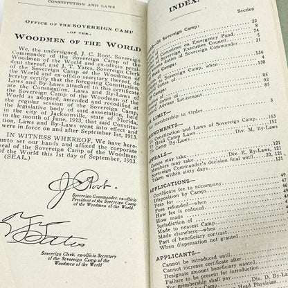 1913 Woodmen Of The World Constitution & By-laws Jacksonville FL TE8-2