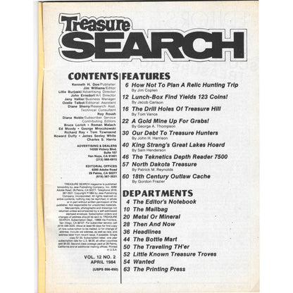 Treasure Search Magazine 1984 April Metal Detecting Gold Diamonds M2