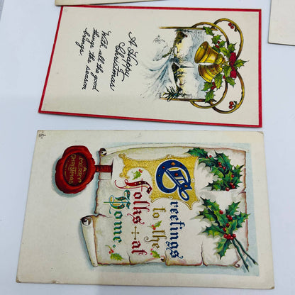 Antique 1900-30 Huge 22pc Christmas Post Card Lot Embossed Gilt Dresden TD1-2