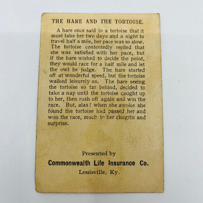 1880s Trade Card Commonwealth Life Insurance Louisville Hare & Tortoise AH9-M8