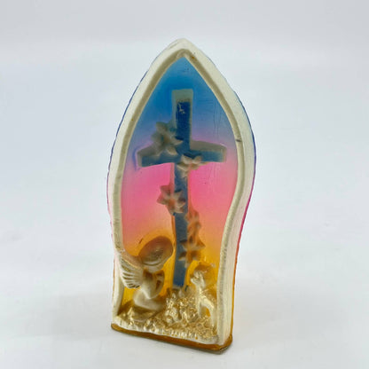 1950s Gurley Novelty Candle Easter Church window Angel Praying at Cross TE7