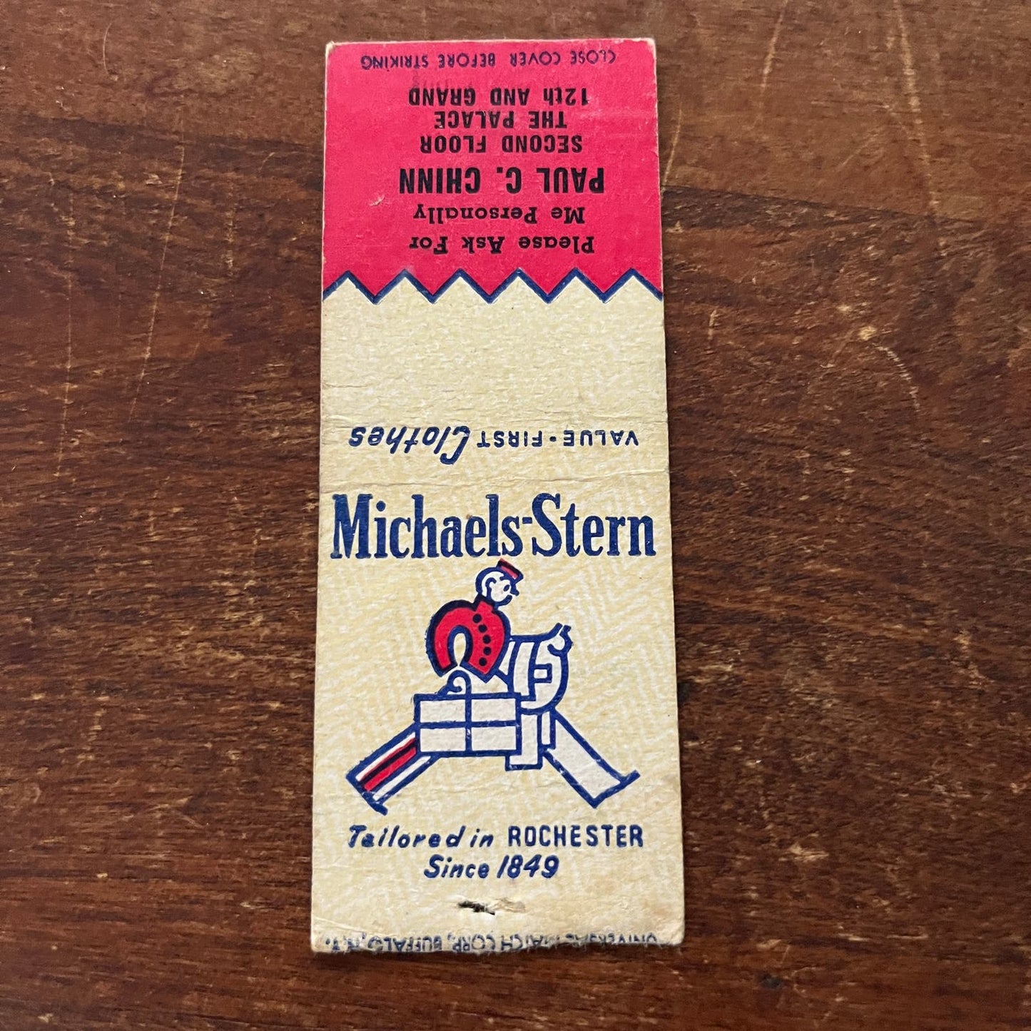 Michaels-Stern Clothes Paul C. Chinn Advertising Matchbook Cover SB3-M4