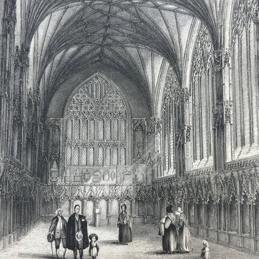 1836 Original Art Engraving Ely Cathedral View of the Lady Chapel AC4