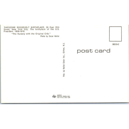 Theodore Roosevelt Birthplace New York City Nursery Original Postcard PB1