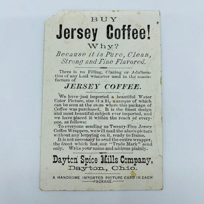 1890s Victorian Trade Card Jersey Coffee Dayton OH Adorable Young Girl AH9-M10