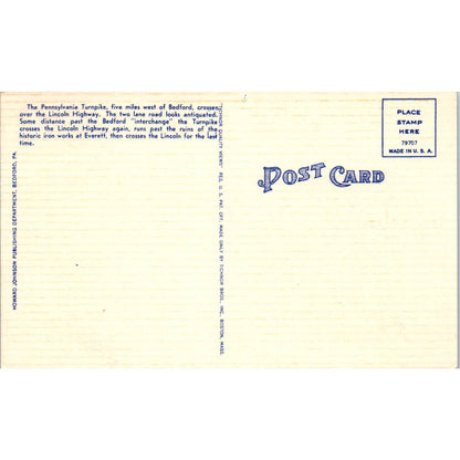 Vintage Postcard Pennsylvania Turnpike & Lincoln Highway Everett PA TD8-P2