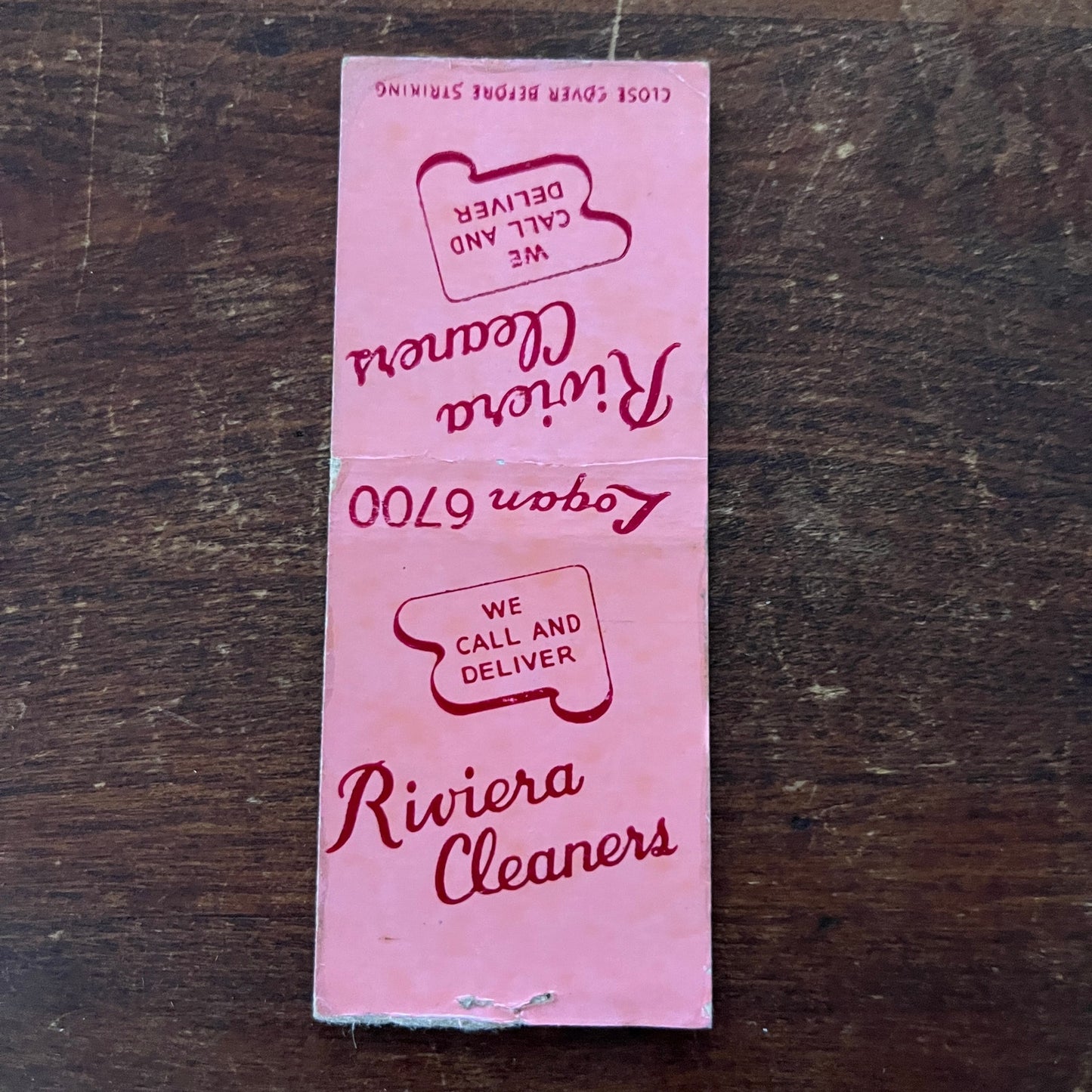 Riviera Cleaners Advertising Matchbook Cover MM11-6