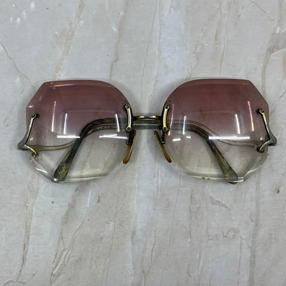 Vintage Ladies' Oversize Drop Arm Rimless Eyeglasses Frames TJ9G1-7