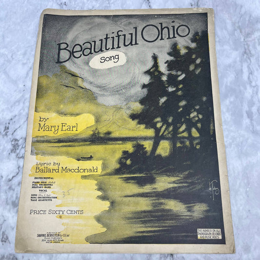 Beautiful Ohio Sheet Music Mary Earl Ballard MacDonald - State Song 1918 TI1