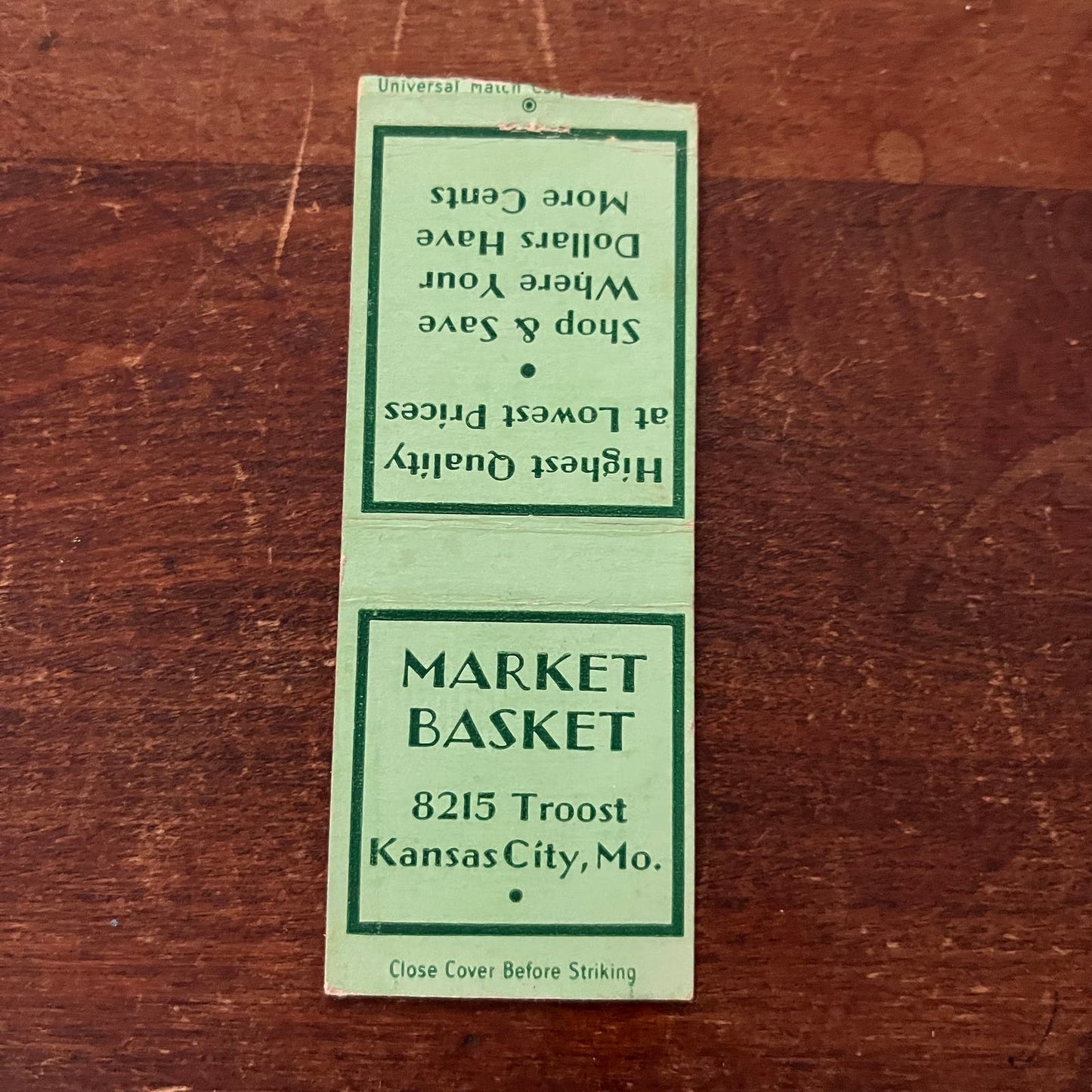 Market Basket Groceries Kansas City MO Advertising Matchbook Cover SB3-M2