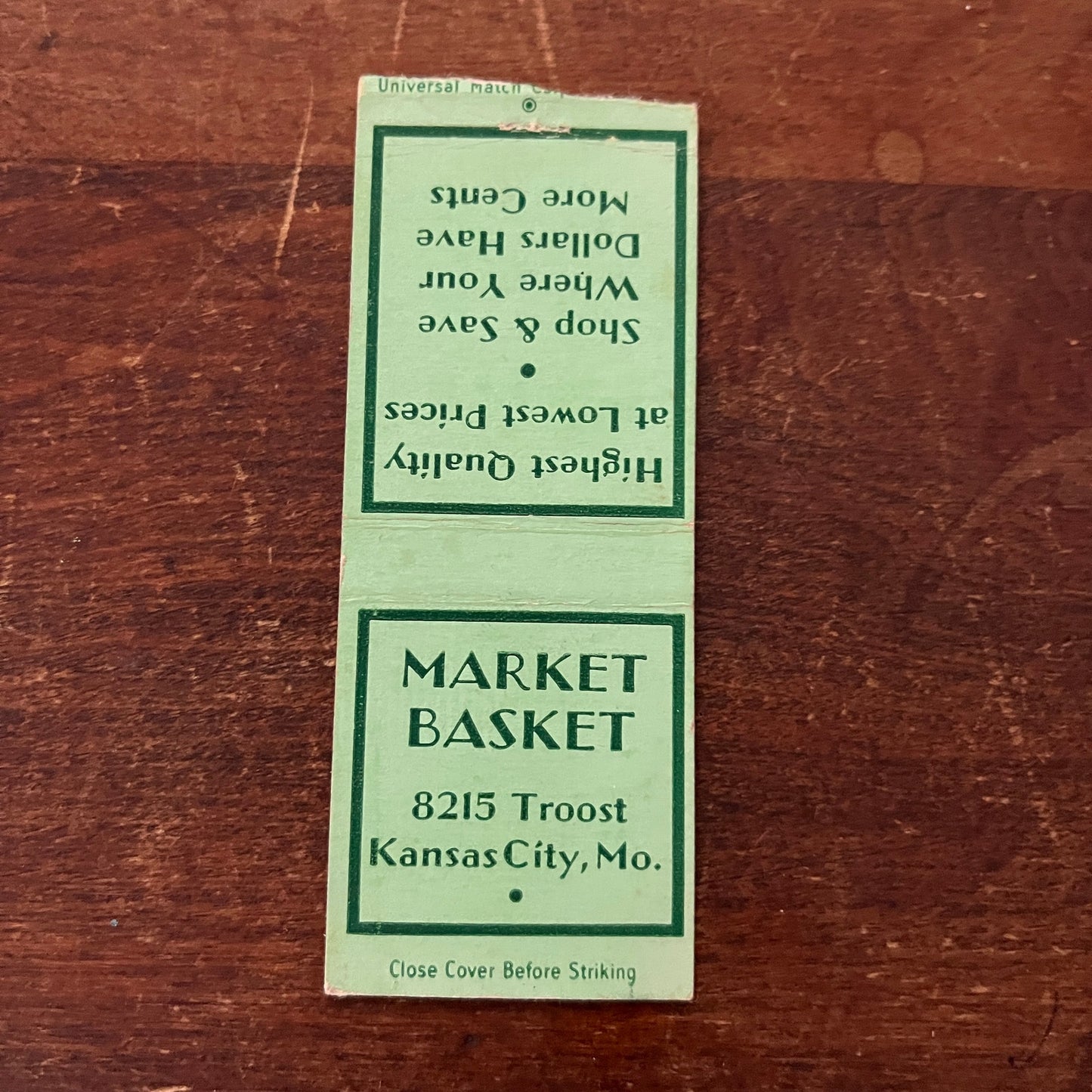 Market Basket Groceries Kansas City MO Advertising Matchbook Cover MM11-6