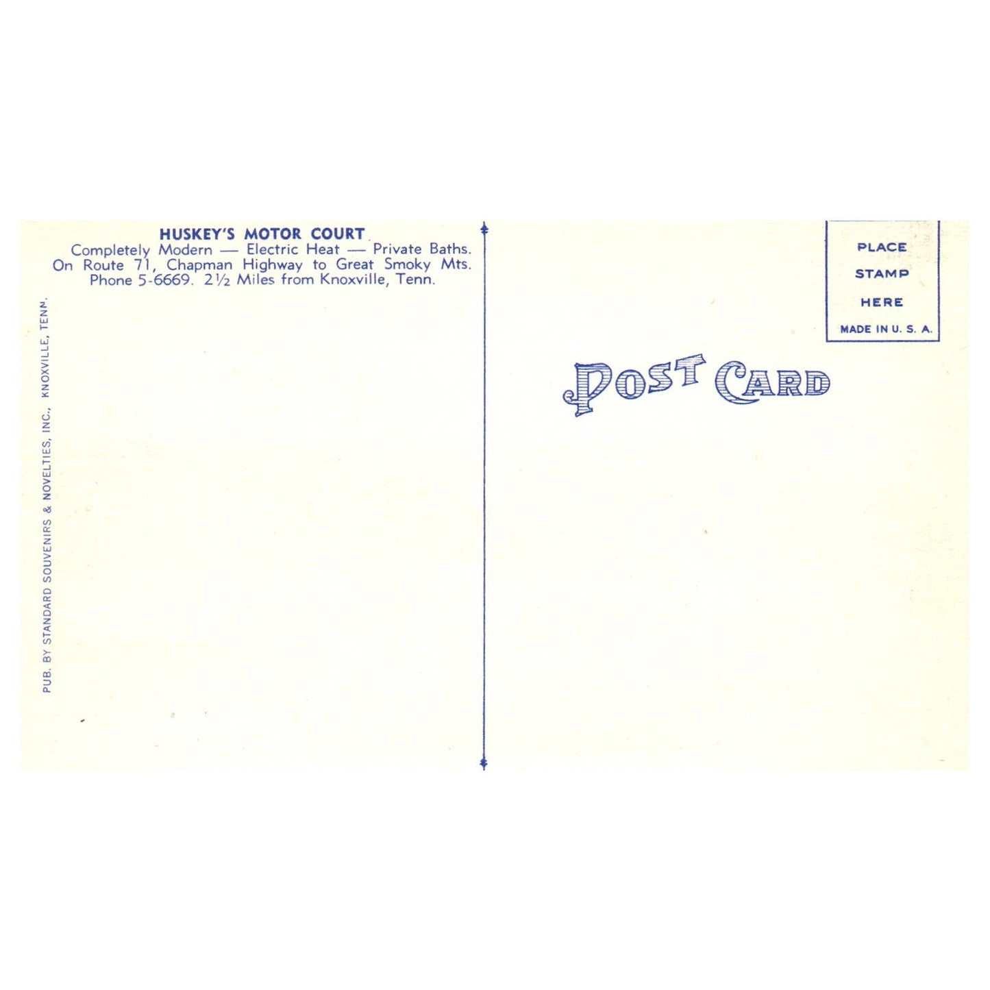 Huskey's Motor Court Knoxville Tennessee - Postcard TJ8-2