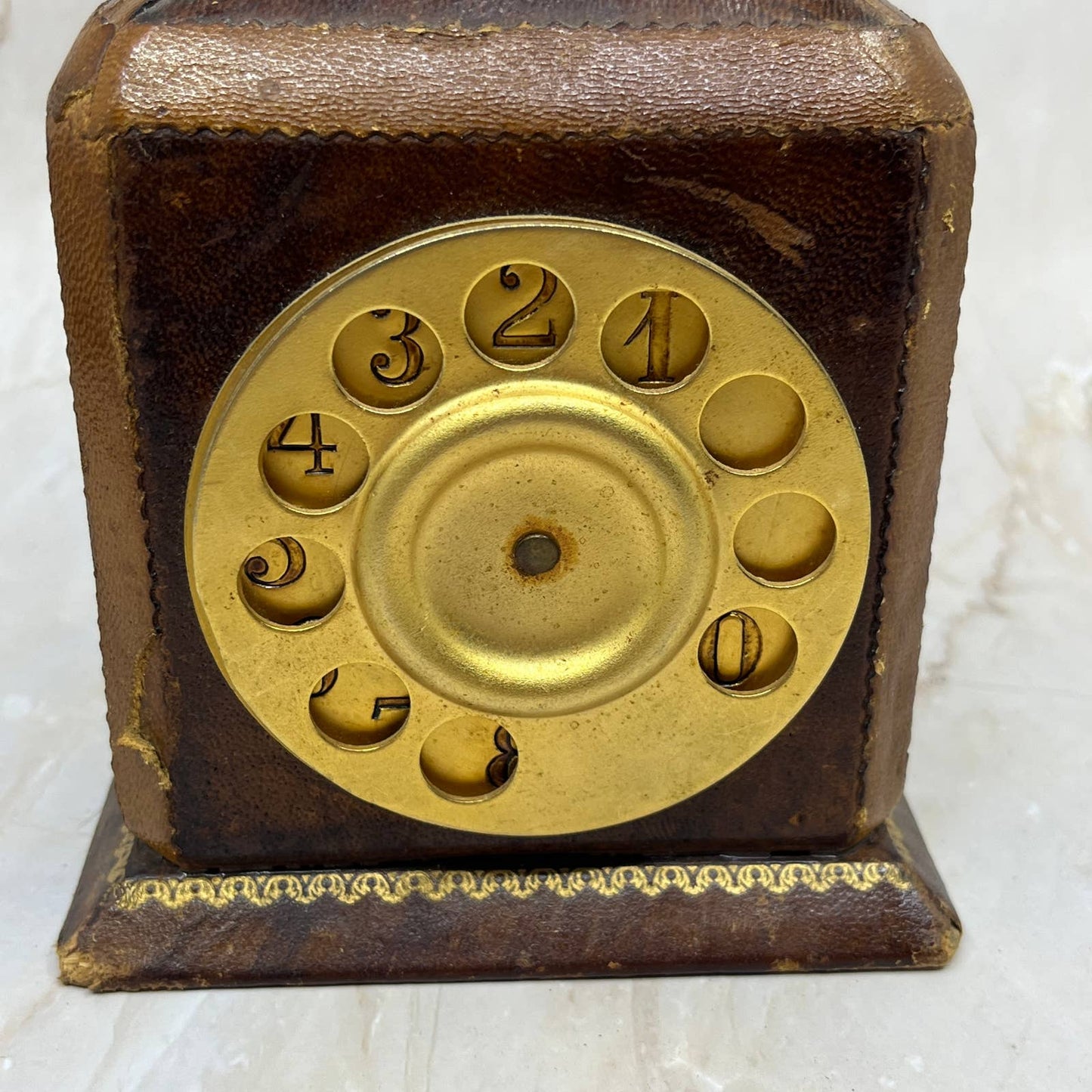 Vintage Italian Leather Wrapped Telephone Shape Decanter Bottle TC5