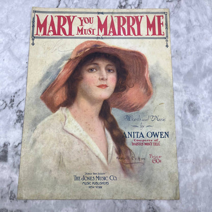 MARY You must marry me - Vintage Sheet Music - by ANITA OWEN 1919 TI1