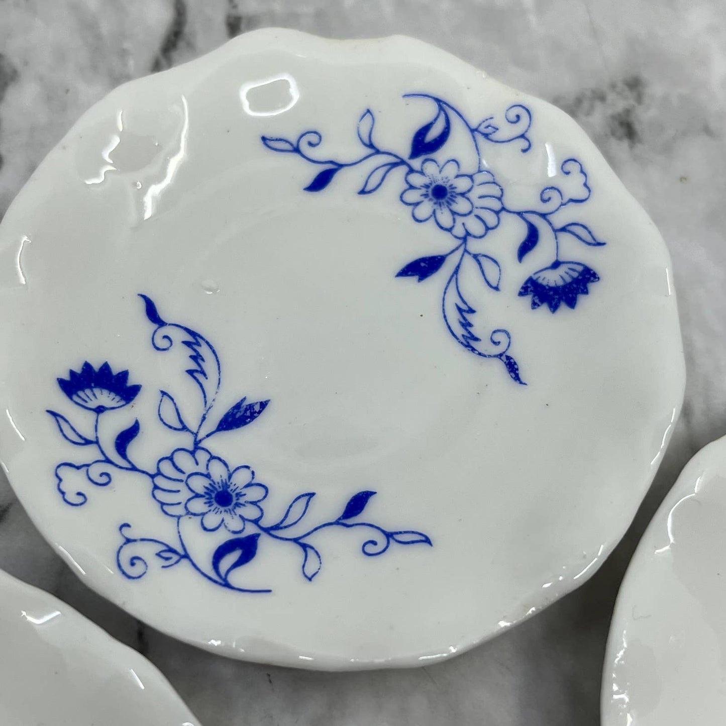 Vintage Blue Floral Mini Dill Tea Party  Plate 3” Scalloped Japan Set of 3 TJ5