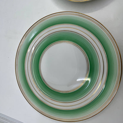 Arzberg Bavaria MCM Green Concentric Rings Trio Tea Cup Saucer Dessert Plate TI3