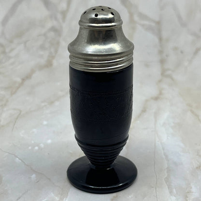 Hazel Atlas Black Onyx Ovide Depression Glass Salt & Pepper Shaker 1930s TC5-S1