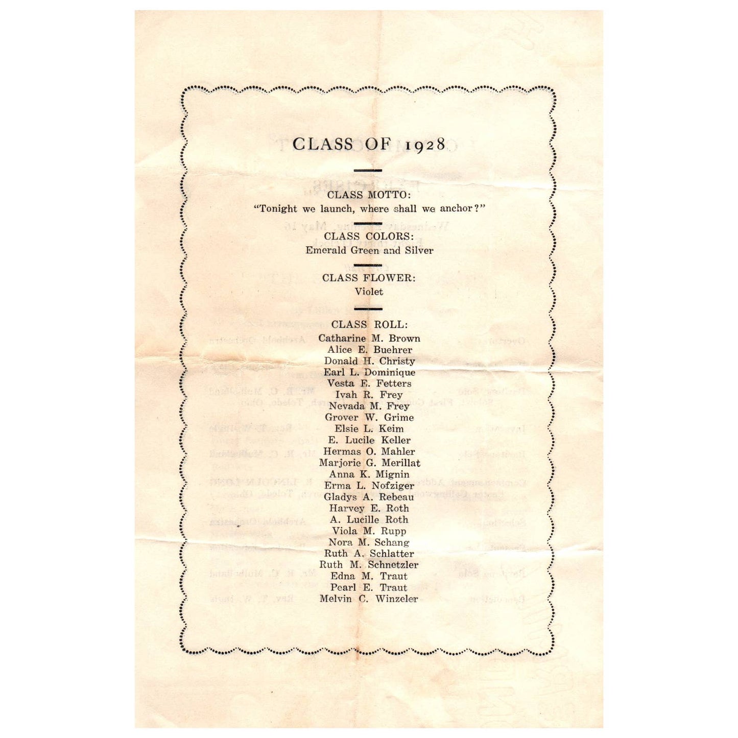 1928 Program 35th Annual Commencement Archbold High School AD8