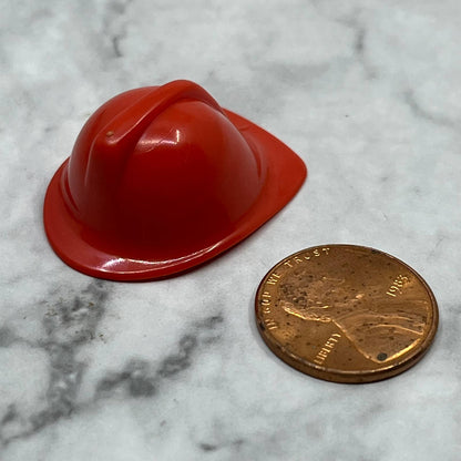 VINTAGE Toy Small Hard Plastic Red Firefighter Helmet Hat SE6