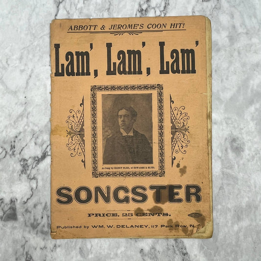 Lam' Lam' Lam' Abbot & Jerome's Coon Hit 1890s Songster Sheet Music TK2-SM4