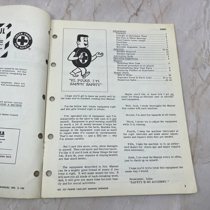 New Idea Operator's Manual S-186 No. 202 Power Take-Off Manure Spreader M1-1
