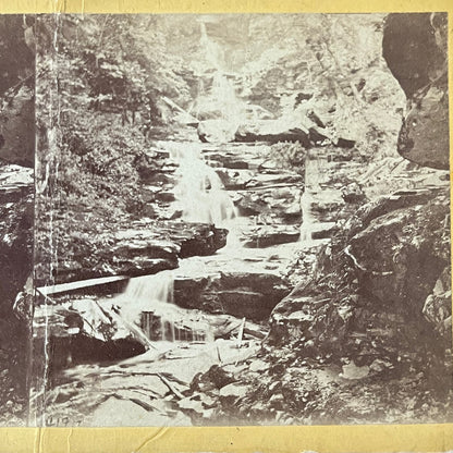 Waterfall Stream in the Catskill Mountains c1880 Antique Stereoview Card TJ9-V4