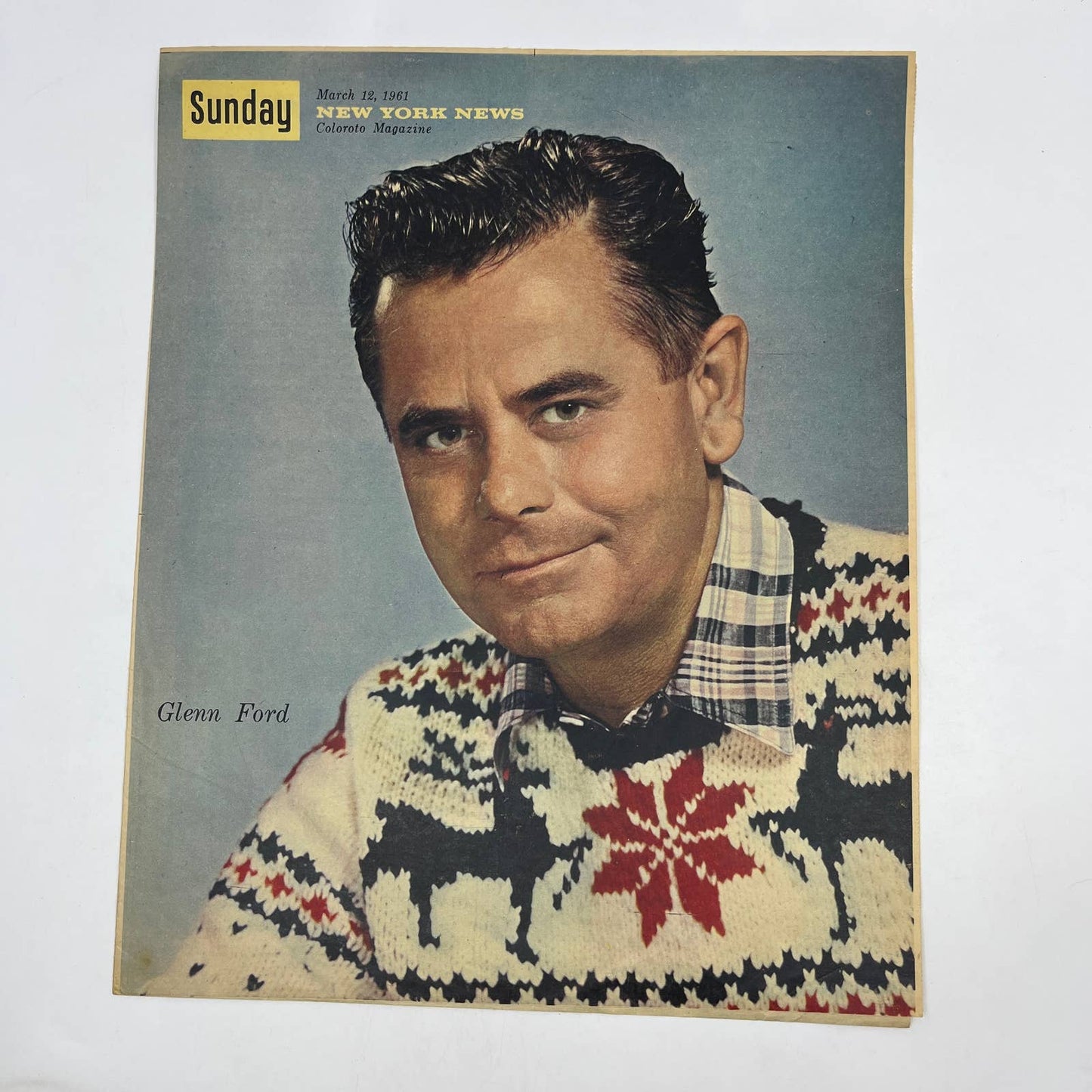 1961 GLENN FORD Sunday New York News Coloroto Magazine Cover Only FL4