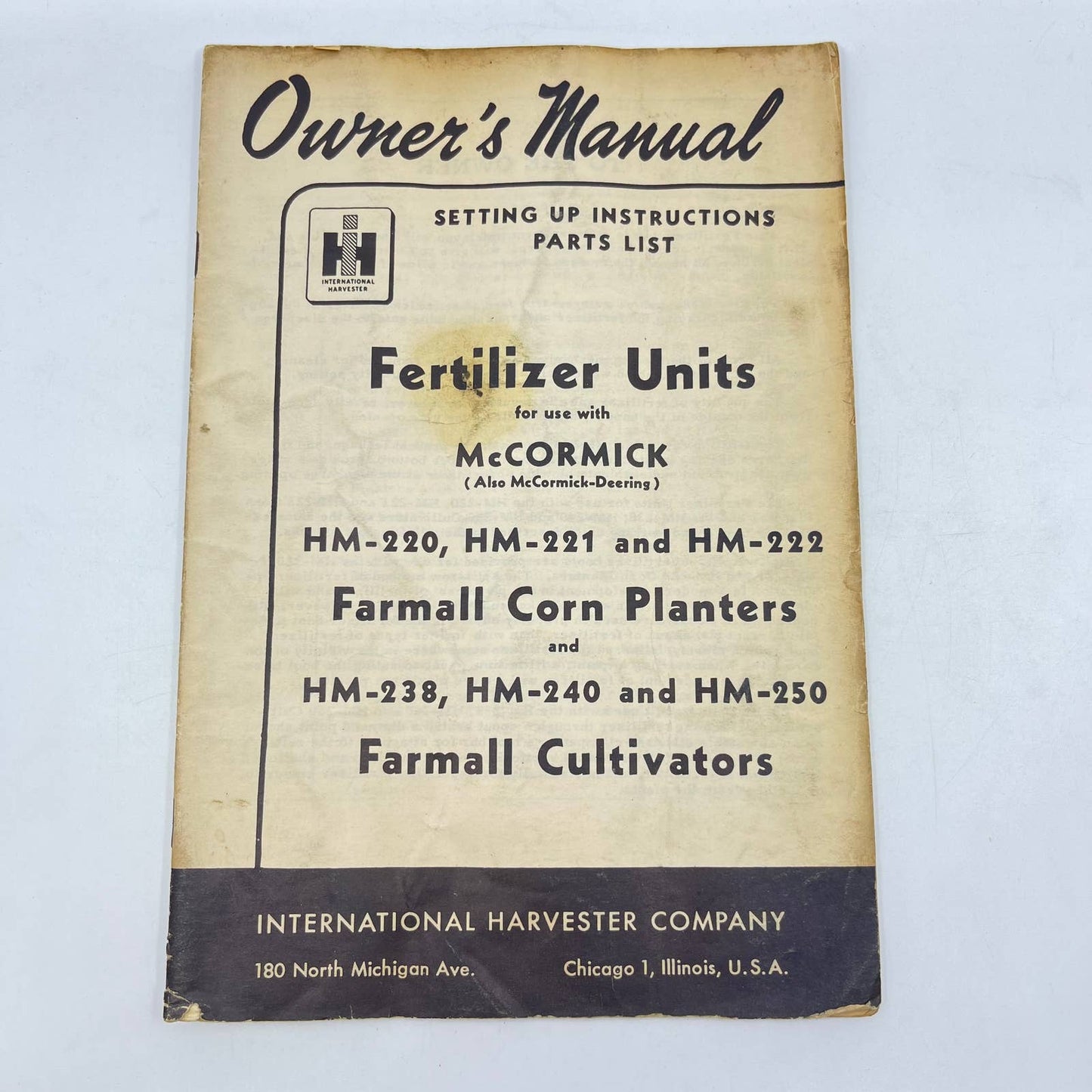 1950 McCormick Deering Fertilizer Units Farmall Cultivators Owners Manual TC6