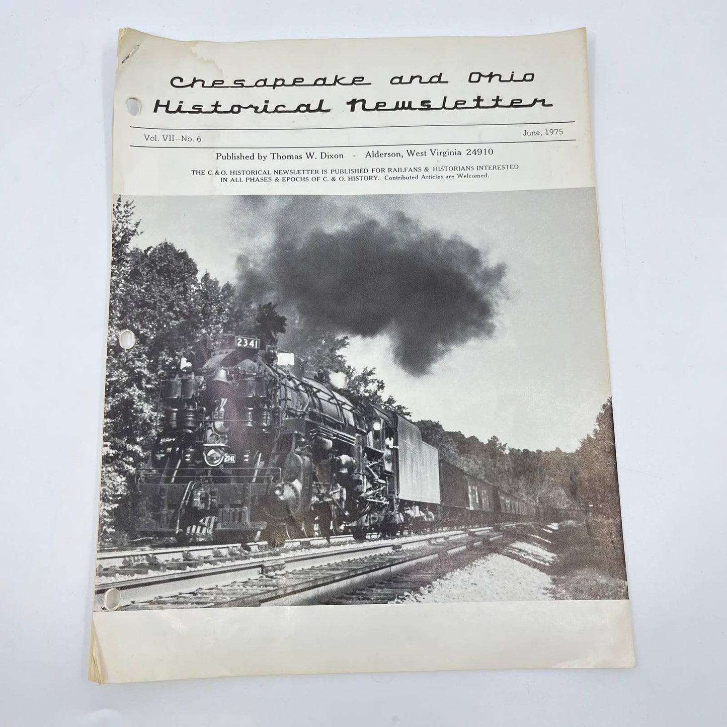 1975 June Chesapeake and Ohio Historical Newsletter C&O RR Thomas Dixon WV TE2