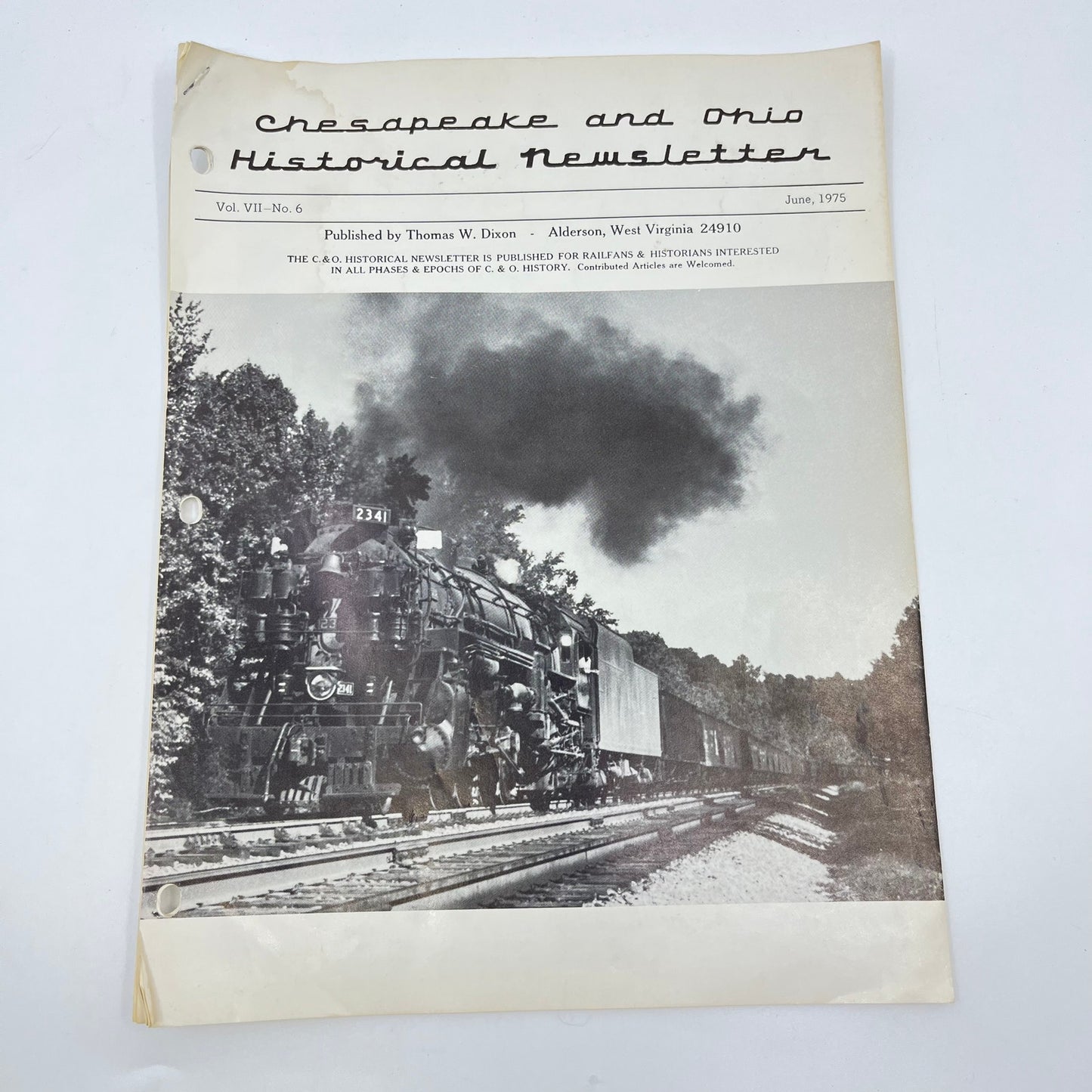 1975 June Chesapeake and Ohio Historical Newsletter C&O RR Thomas Dixon WV M1-2