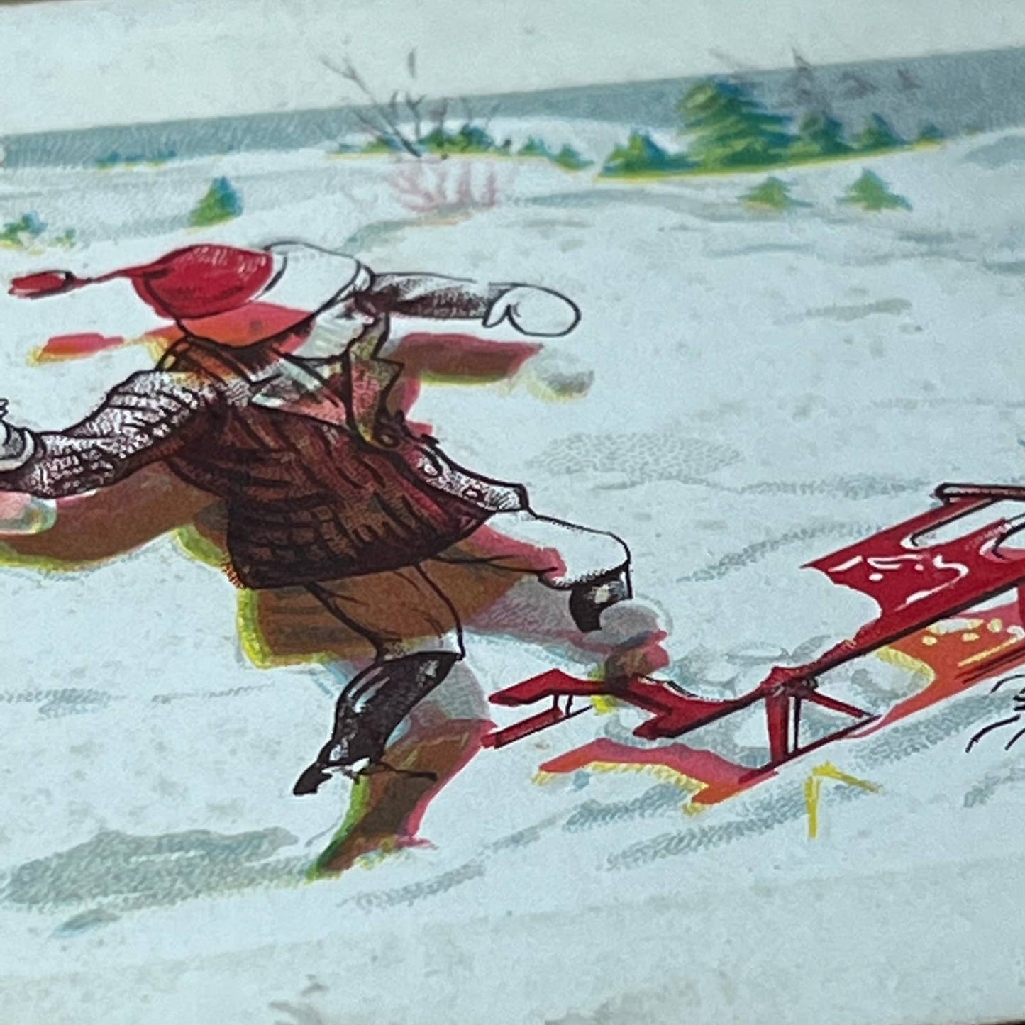 c1910 Embossed Snowball Fight Sled Baby Children Merry Christmas Postcard PA2