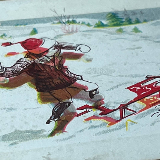 c1910 Embossed Snowball Fight Sled Baby Children Merry Christmas Postcard PA2