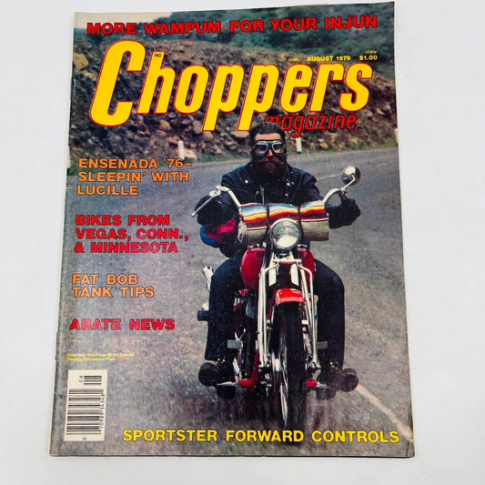 1976 Choppers Magazine Aug. Fat Bob Tank Ensenada Indian Motorcycles  FL2