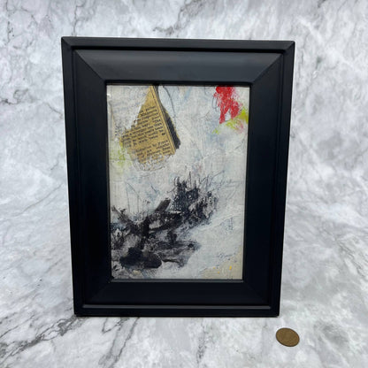 Original Framed Mixed Media Abstract Art Painting 7x9 “Frank Remarks" With COA
