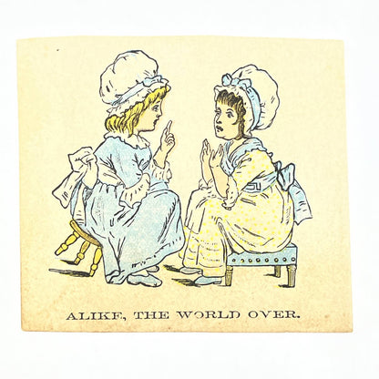 1880s Victorian Trade Card Girls in Bonnets Hood’s Tooth Powder AC2