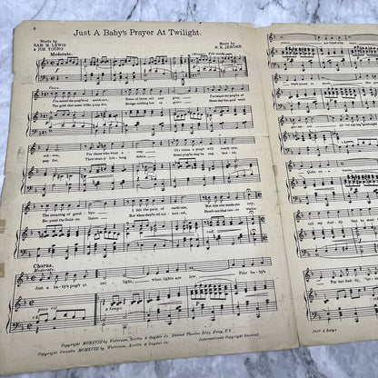 WWI Just a Baby's Prayer At Twilight Sam M. Lewis 1918 Sheet Music TK2-SM2