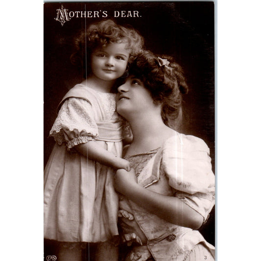 Mother's Dear Victorian Mother & Daughter RPPC Original Postcard P2-3