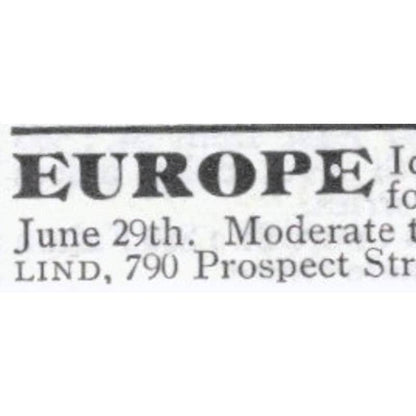 Europe Tour Miss K. Pantlind Cleveland Ohio - 1903 Original Ad TJ8-7-8