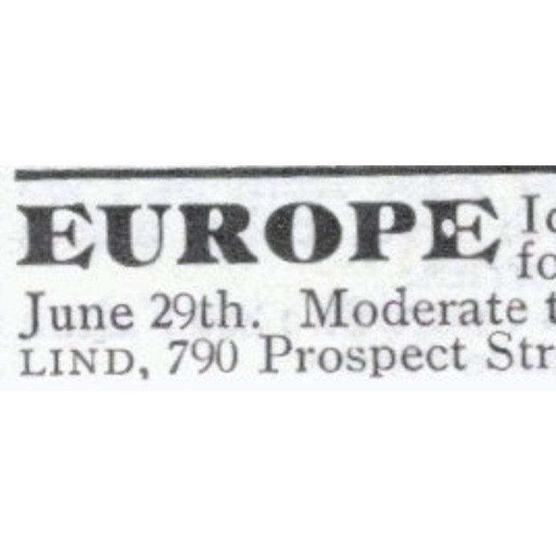 Europe Tour Miss K. Pantlind Cleveland Ohio - 1903 Original Ad AK5-S33