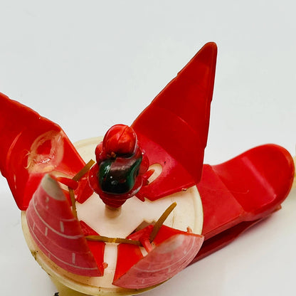 Vintage Celluloid Christmas Chimney Spinner Toy spinning With Santa Inside TE1