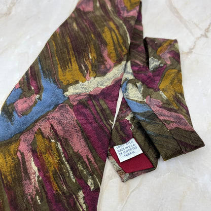 Retro NWT New Men's Liz Claiborne Color Rush 100% SILK Necktie Tie TK3