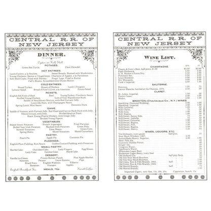 1875 Central New Jersey RR Dining Car Dinner Menu Reproduction SE4