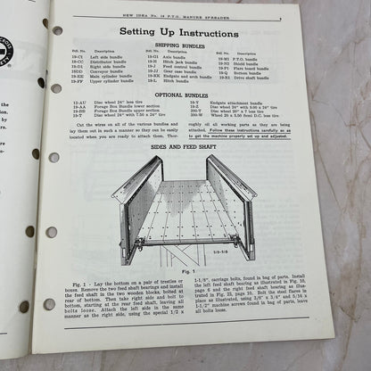 Vintage New Idea Operator's Manual No. 19 Power Take-Off Manure Spreader TJ9