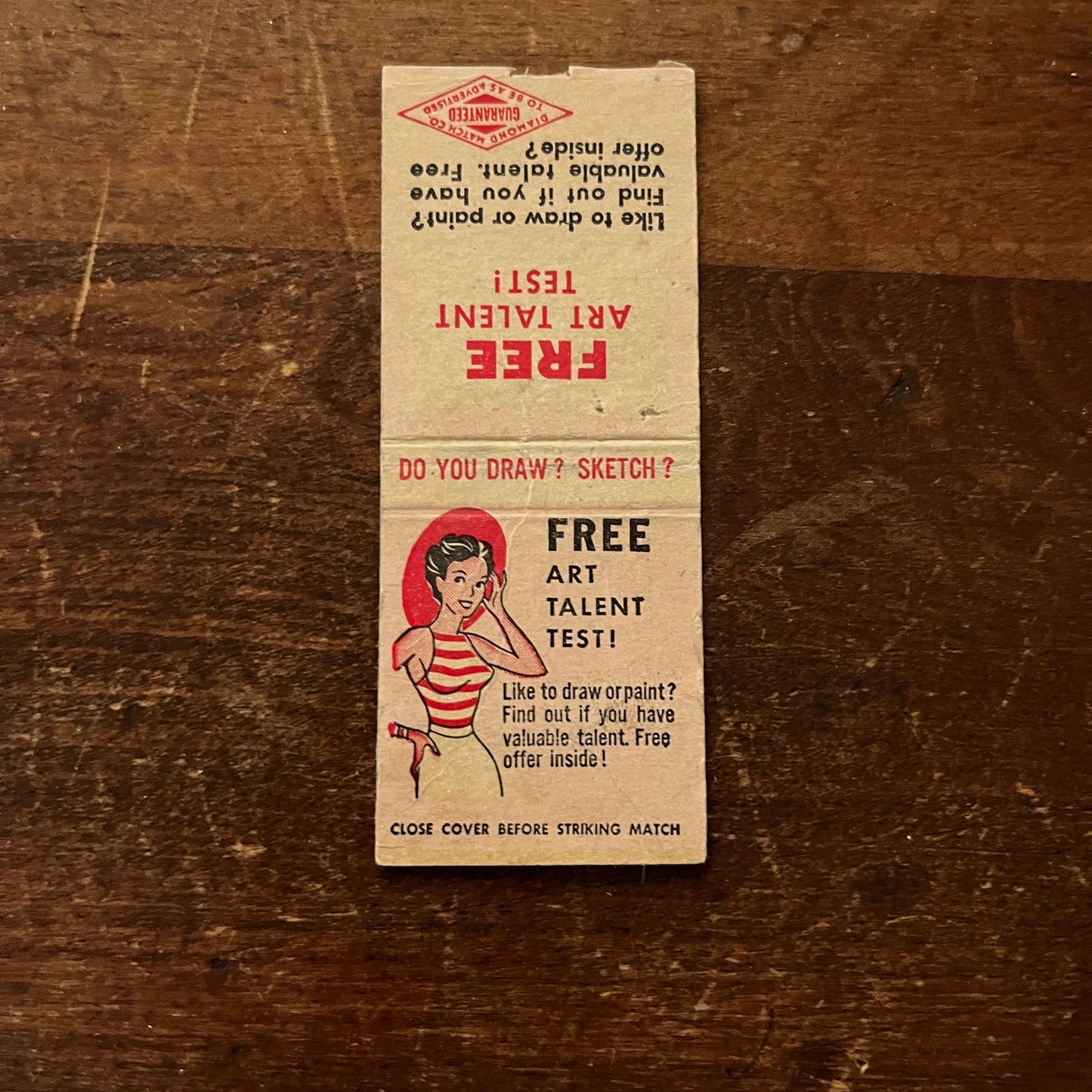 Free Art Talent Text Advertising Matchbook Cover MM11-5